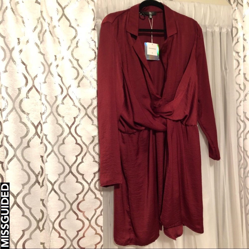 MISSGUIDED WRAP FRONT SLIT DRESS